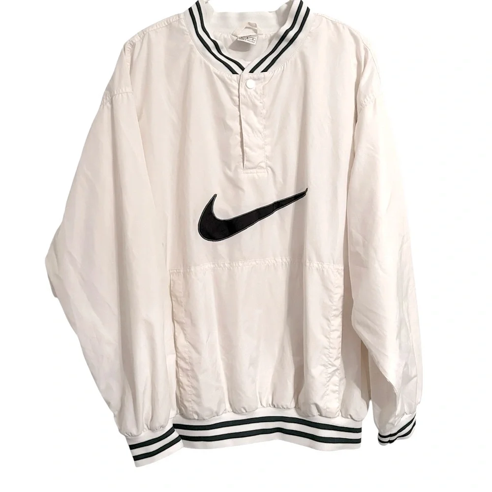 Vintage Nike Swoosh Bomber Puffer Pullover Jacket White Men’s Large‎